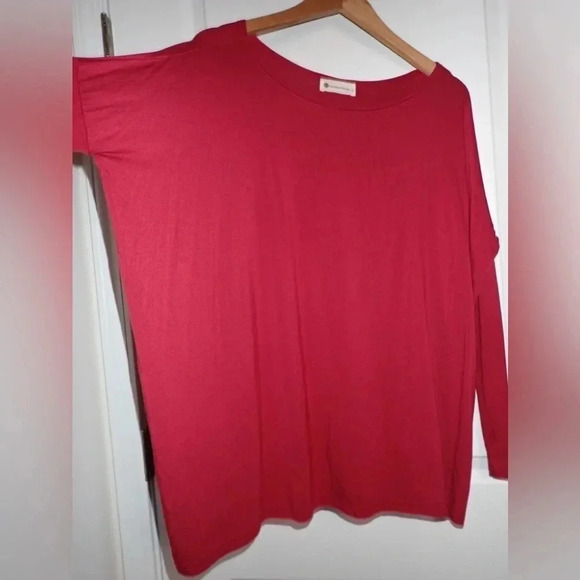 The Impeccable Pig Womens Blouse Burnt Orange Long Sleeve Scoop Neck Stretch S - Picture 3 of 5